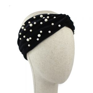 turban velours perles noir
