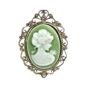 broche camee vert poudre