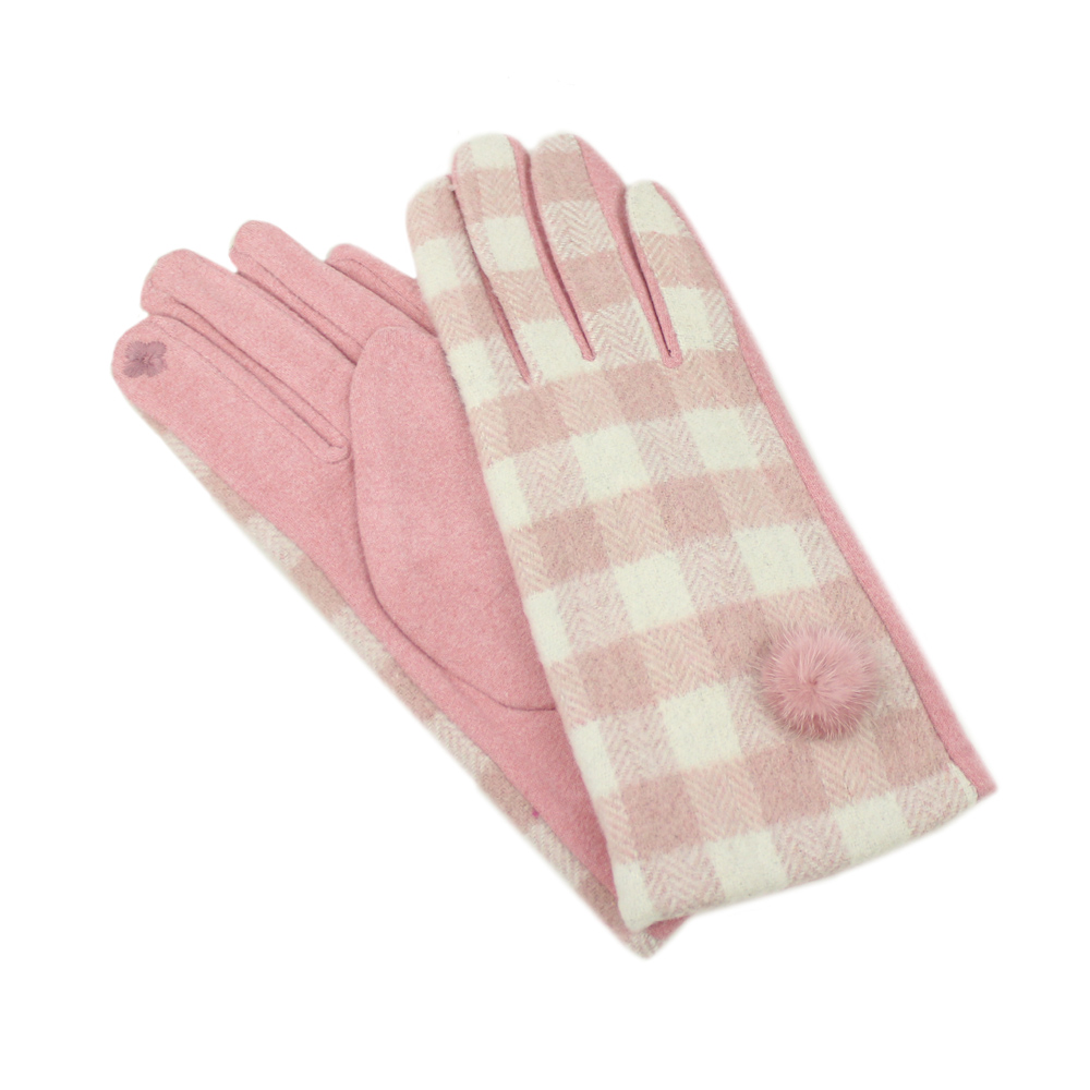 Gants à carreaux rose Gants à carreaux rose