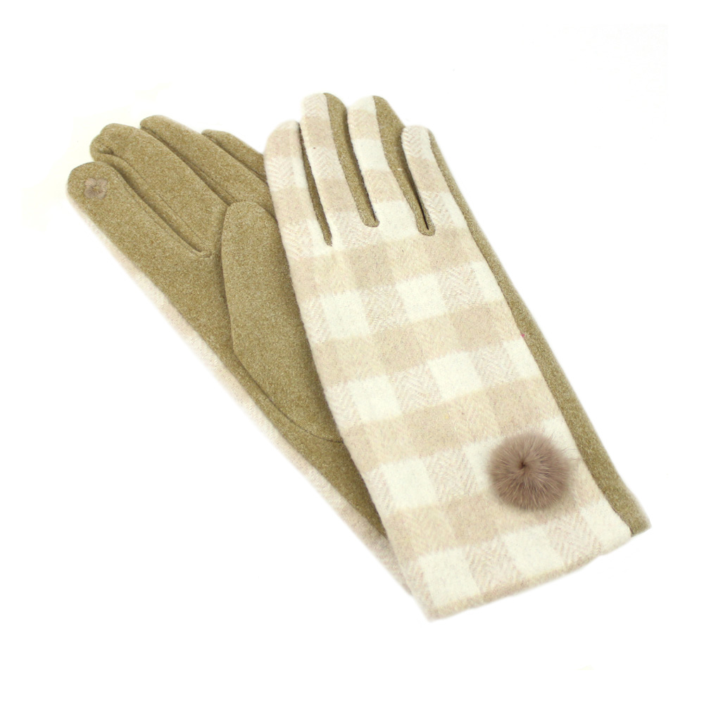 Gants à carreaux tabac Gants à carreaux tabac